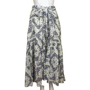 The Westside Skirt Tie Miramar Beach Ruffle Details Sz S Paisley Ivory Color g25